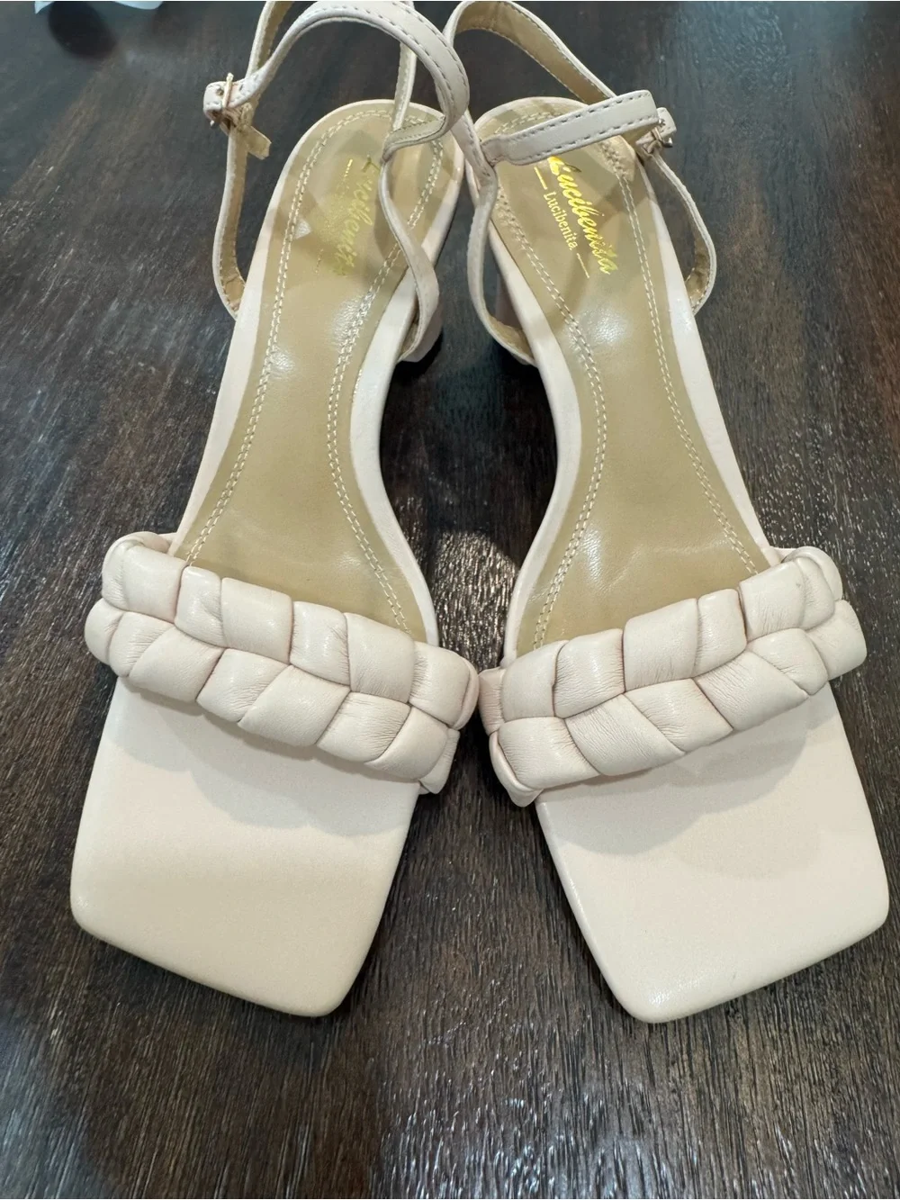 Lucibenita Braided Block Heel Sandal - Nude size 8.5